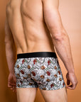 Comfortable men's underwear made from bamboo with native Banksia pattern in muted tones
