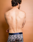 Comfortable men's underwear made from bamboo with vibrant pink and green Flowering Gum design