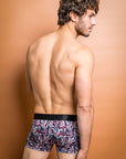Stylish burgundy bamboo underwear with a floral Protea pattern, perfect for everyday wear