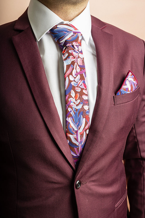 Cotton Tie - Protea Burgundy – Peggy and Finn