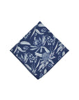 Elegant navy pocket square featuring a pattern of white native Australian flora, perfect for adding a sophisticated touch to formal outfits