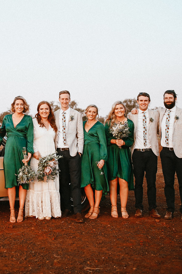 cotton tie native flowers wedding party