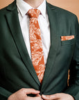 Burnt orange 100% cotton tie with detailed kangaroo paw design