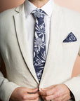 Men's cotton tie showcasing a beautiful print of native Australian flowers, ideal for formal occasions