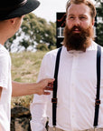 Wooden Suspenders Navy groom